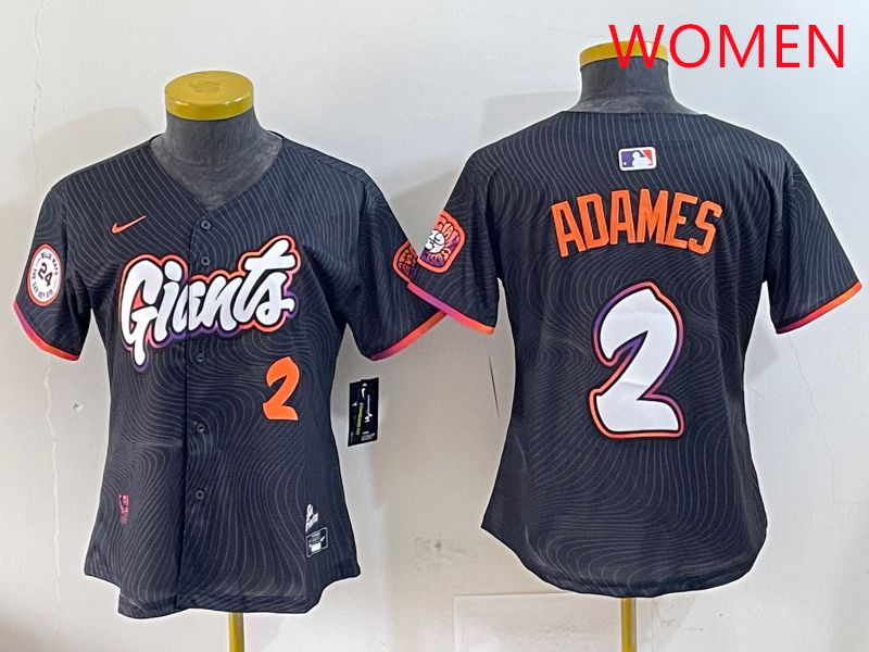 Women San Francisco Giants 2 Adames Black Joint Name Nike 2025 MLB Jersey style 7